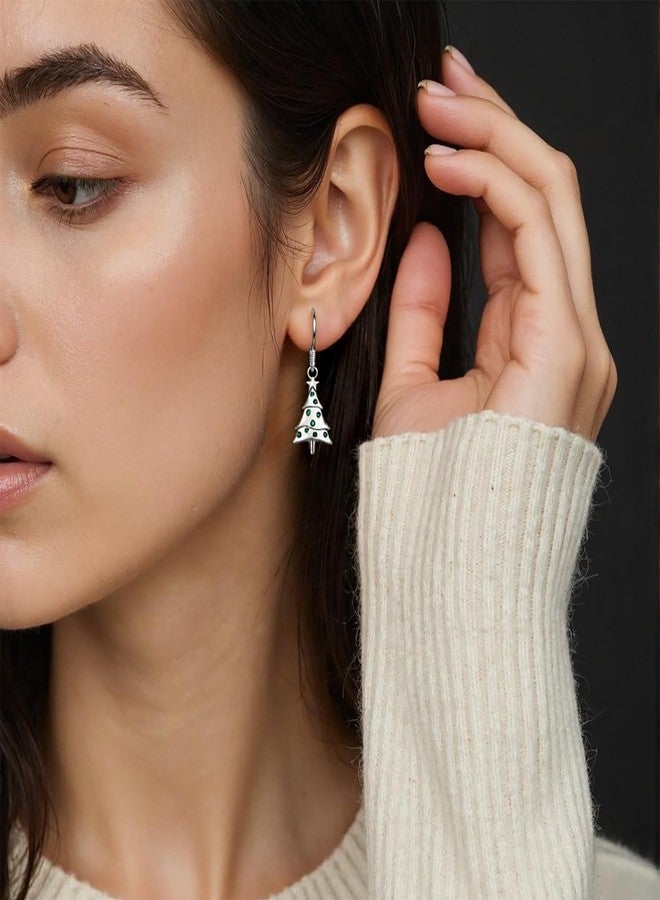 HEEYA Sterling Silver Christmas Earrings,Sterling Silver Drop Earrings for Women,Christmas Tree Jewelry to my Daughter,Silver Dangle Earring with Cubic Zirconia,Christmas Earring Birthday Gifts with Box - Image 5